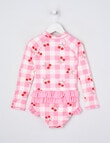 Wavetribe Gingham Cherries Long Sleeve Rashsuit, Candy Pink product photo View 04 S