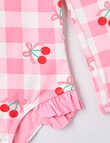 Wavetribe Gingham Cherries Long Sleeve Rashsuit, Candy Pink product photo View 03 S