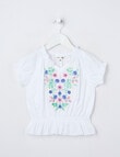 Mac & Ellie Folk Floral Embroidered Top, White product photo