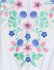 Mac & Ellie Folk Floral Embroidered Top, White product photo View 02 S