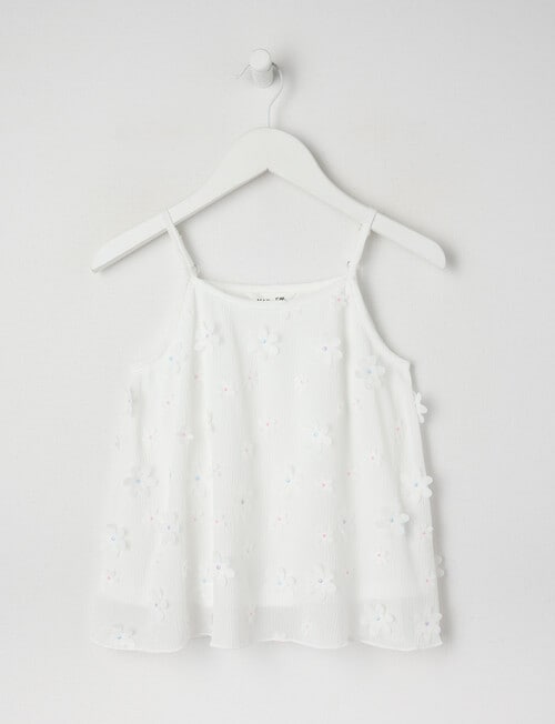 Mac & Ellie Embroidered Flower Cami, White product photo