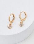 Earsense Crystal Pave Heart Drop Hoop Earring, Gold Tone product photo