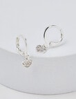 Earsense Crystal Pave Heart Drop Hoop Earring, Silver Tone product photo View 02 S