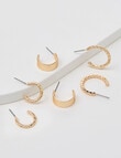 Earsense Textured & Wide Hoop Trio, Gold Tone product photo