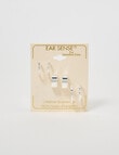 Earsense Textured & Wide Hoop Trio, Silver Tone product photo View 03 S