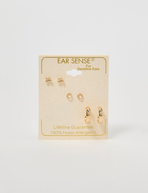 Earsense Butterfly, Open Circle & Hoop Trio, Gold Tone product photo View 03 L