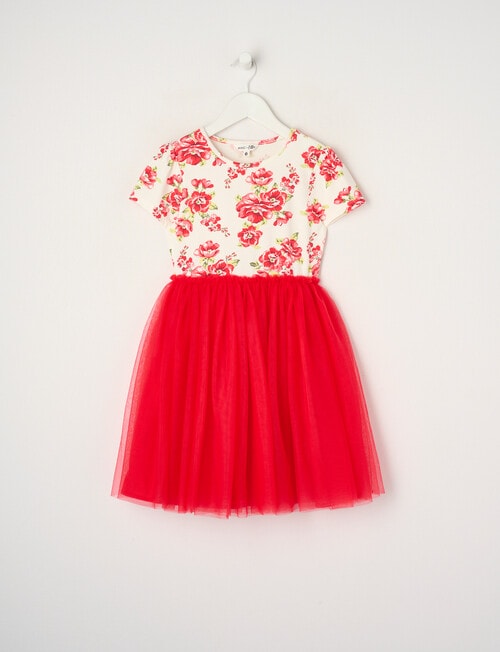 Mac & Ellie Floral Shortsleeve Tutu Dress, Red product photo