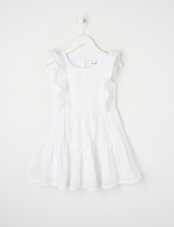 Mac & Ellie Broderie Daisy Frill Dress, White product photo