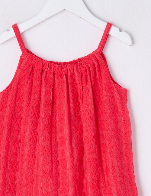 Mac & Ellie Gathered Neck Broderie Dress, Cherry Red product photo View 02 L