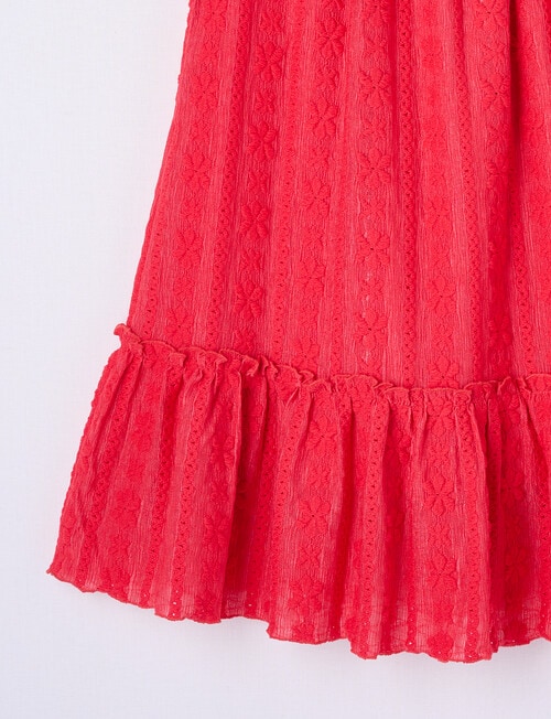 Mac & Ellie Gathered Neck Broderie Dress, Cherry Red product photo View 03 L