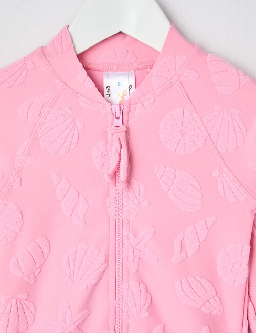 Wavetribe Shells Jacquard Long Sleeve Rashsuit, Candy Pink product photo View 02 L