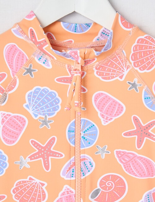 Wavetribe Shells Long Sleeve Rashsuit, Peach product photo View 03 L