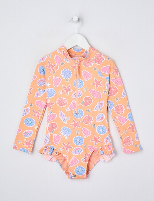 Wavetribe Shells Long Sleeve Rashsuit, Peach product photo View 04 L