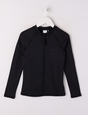 Wavetribe Long Sleeve Zip Thru Rash Top, Black product photo