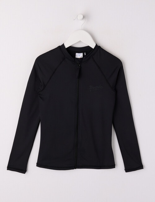 Wavetribe Long Sleeve Zip Thru Rash Top, Black product photo
