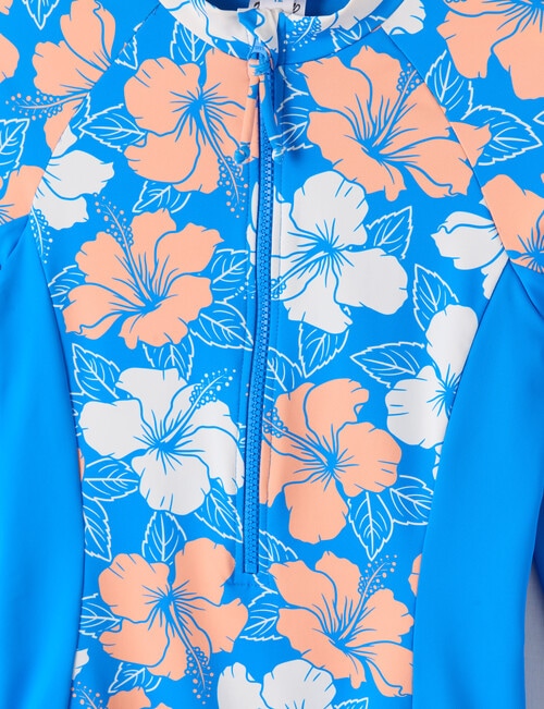 Wavetribe Hibiscus Long Sleeve Rashsuit, Blue product photo View 02 L