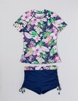 Wavetribe Tropical Floral Short Sleeve Rash Set, Navy product photo