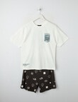 Sleep Squad Can't Pause Knit Short PJ Set, White & Charcoal, 9-16 product photo