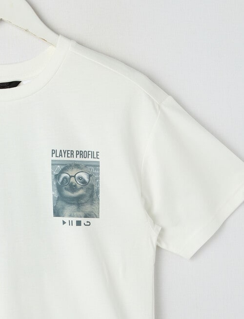 Sleep Squad Can't Pause Knit Short PJ Set, White & Charcoal, 9-16 product photo View 02 L