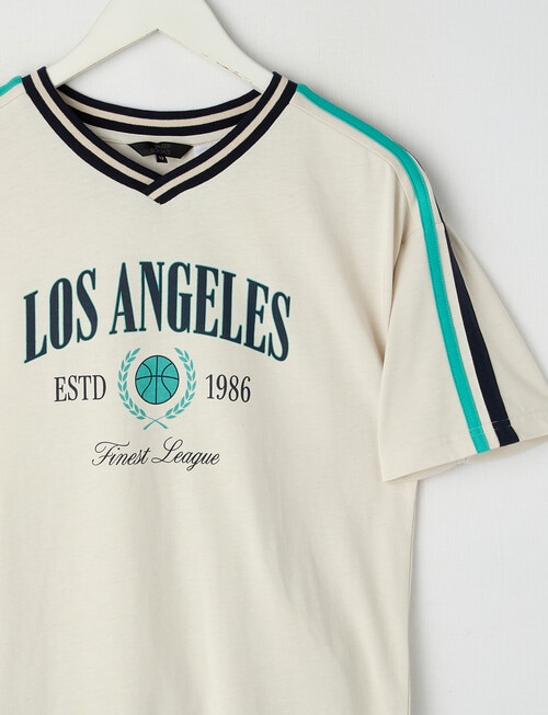 Sleep Squad Varsity Knit Short PJ Set, Natural & Navy, 9-16 product photo View 02 L