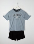 Sleep Squad Varsity Knit Short PJ Set, Denim & Black, 9-16 product photo