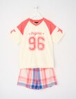 Sleep Squad Varsity Knit & Woven Short PJ Set, Red Multi, 8-16 product photo