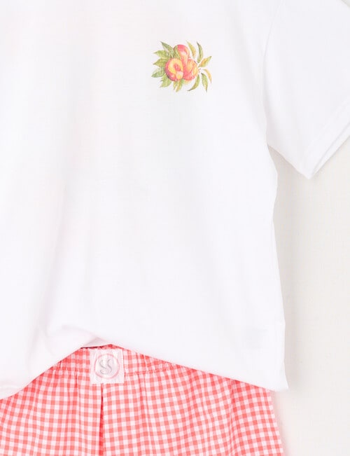 Sleep Squad Fruit Market Knit & Woven Short PJ Set, White & Orange, 8-16 product photo View 04 L