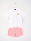 Sleep Squad Fruit Market Knit & Woven Short PJ Set, White & Orange, 8-16 product photo