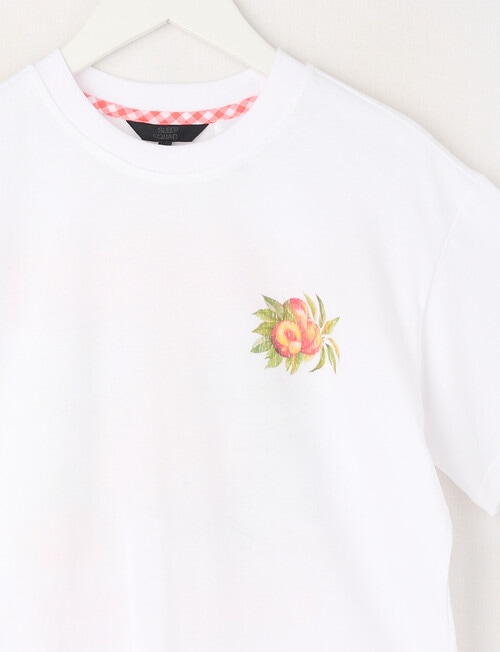 Sleep Squad Fruit Market Knit & Woven Short PJ Set, White & Orange, 8-16 product photo View 03 L