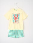 Sleep Squad Crawfish Knit Woven PJ Set, Yellow & Green, 8-16 product photo