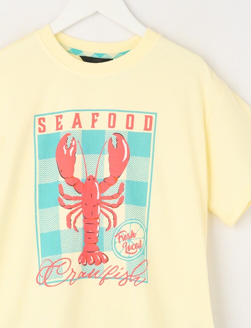 Sleep Squad Crawfish Knit Woven PJ Set, Yellow & Green, 8-16 product photo View 02 L