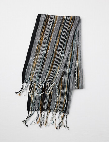 Boston + Bailey Woven Metallic Stripe Scarf, Black product photo