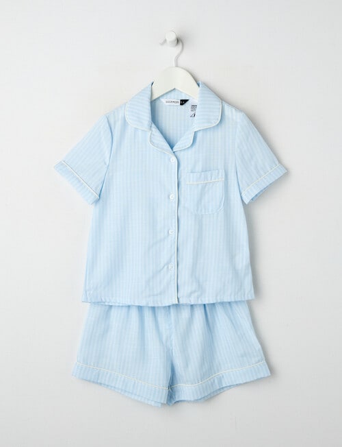 Sleep Mode Stripe PJ Set, Ice Blue, 2-8 product photo