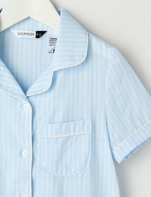 Sleep Mode Stripe PJ Set, Ice Blue, 2-8 product photo View 02 L