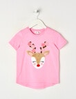 Mac & Ellie Christmas Reindeer Short Sleeve Tee, Candy Pink product photo