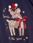 Mac & Ellie Sequin Reindeer Christmas Short Sleeve Tee, Navy product photo View 02 S