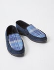 Chisel Theodore Check Moccasin Slippers, Navy & Blue product photo