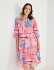 Line 7 Locate Geo Print Crinkled Dress, Pink product photo