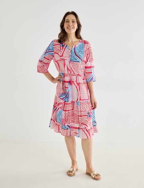 Line 7 Locate Geo Print Crinkled Dress, Pink product photo View 03 L