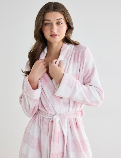 Zest Sleep Gingham Robe, Soft Pink, 8-22 product photo