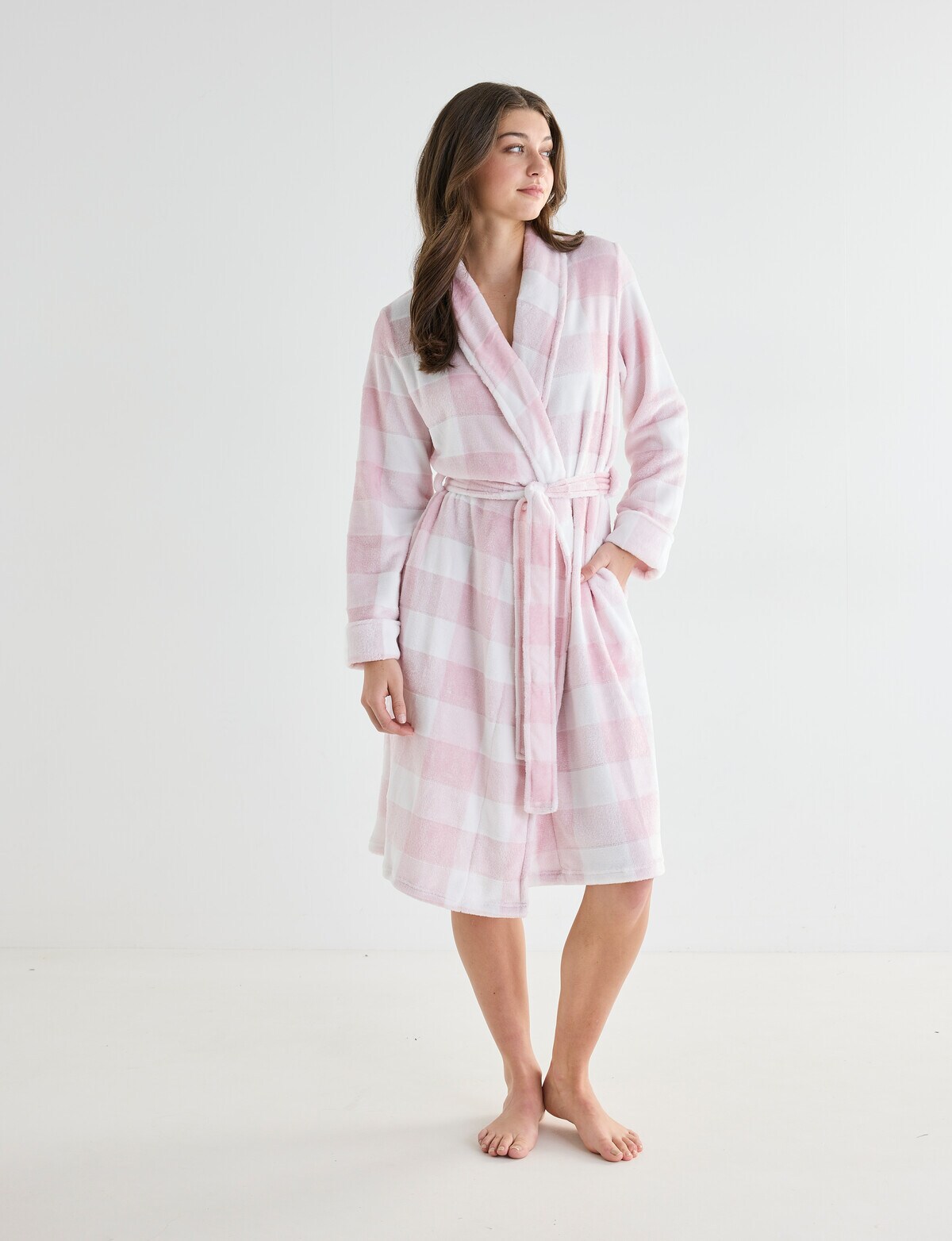Gingham Robe Zest Sleep Gingham Robe, Soft Pink, 8-22 - Robes