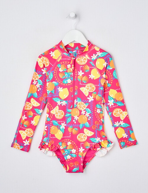 Wavetribe Fruits Long Sleeve Rashsuit, Fuchsia product photo