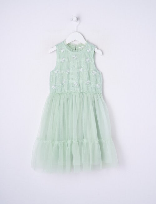 Mac & Ellie Party Collection Frill Tulle Embroidery Dress, Mint product photo