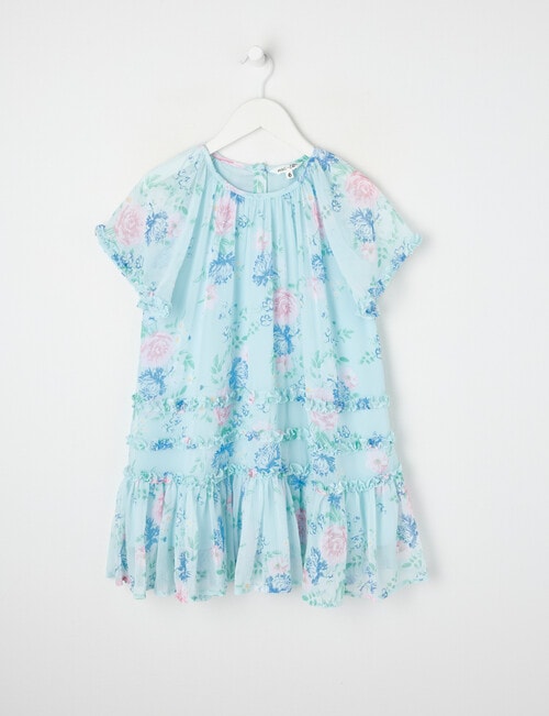 Mac & Ellie Party Collection Floral Frill Chiffon Dress, Soft Blue product photo
