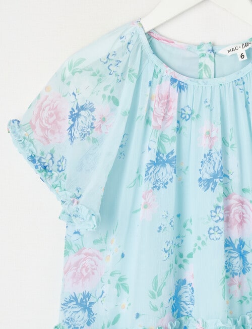 Mac & Ellie Party Collection Floral Frill Chiffon Dress, Soft Blue product photo View 03 L