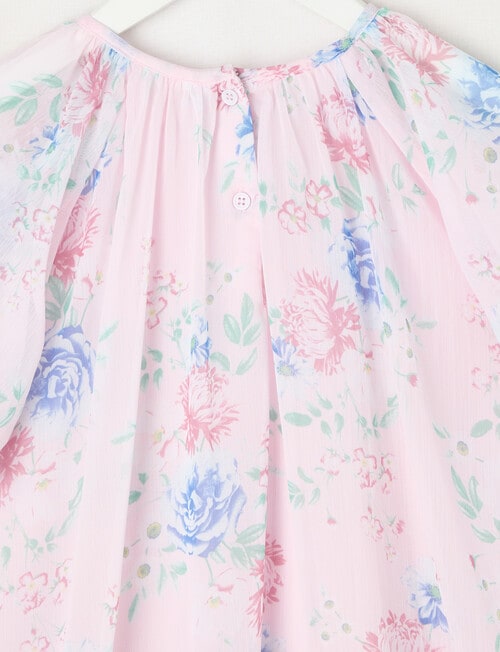 Mac & Ellie Party Collection Floral Frill Chiffon Dress, Baby Pink product photo View 02 L