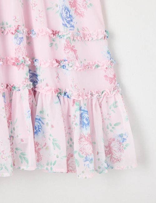Mac & Ellie Party Collection Floral Frill Chiffon Dress, Baby Pink product photo View 04 L