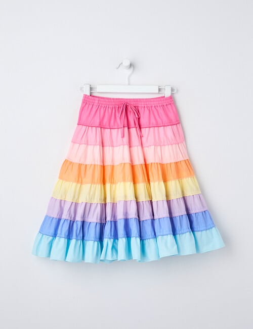 Mac & Ellie Rainbow Tiered Cotton Skirt, Pink product photo