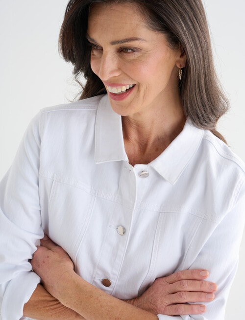 Ella J Coloured Stretch Cotton Jacket, White product photo View 04 L