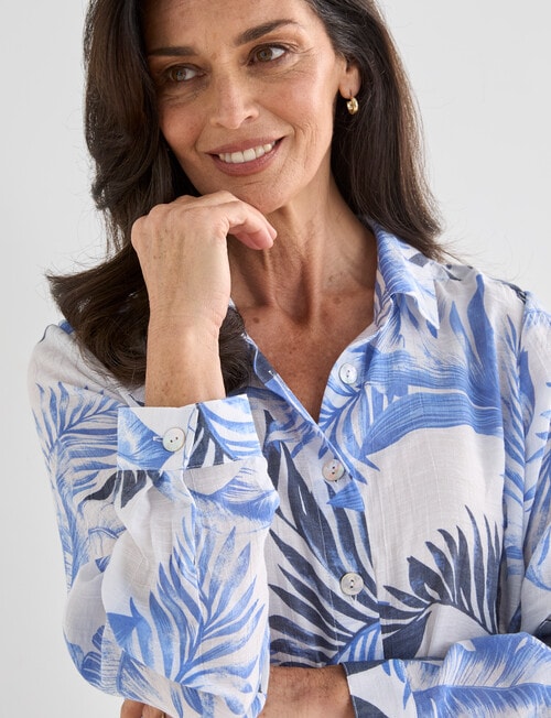 Ella J Classic Leaf Shirt, Navy product photo View 04 L